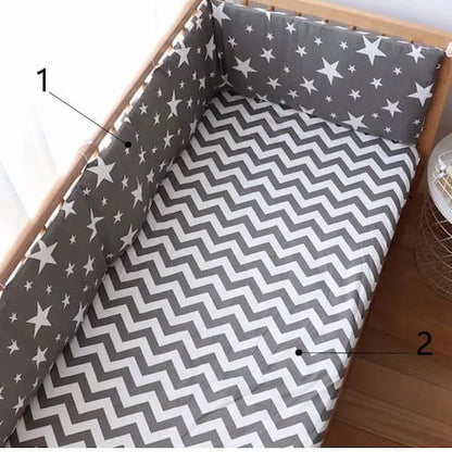 Tour de lit bébé complet motif etoiles blanches