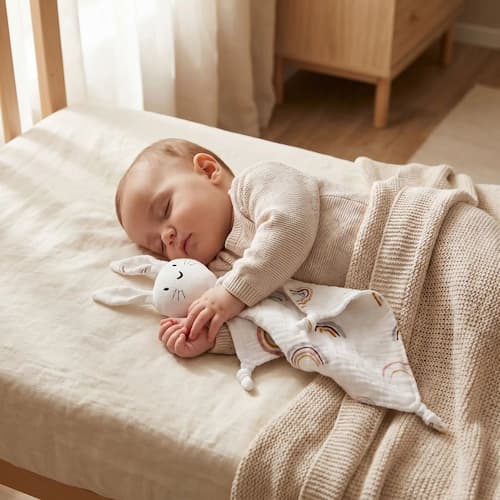 bebe s endort paisiblement dans un cocon de confort et de tendresse avec son doudou bebe