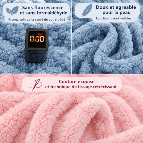 Couverture bébé douce en peluche rose et bleu pour un confort optimal