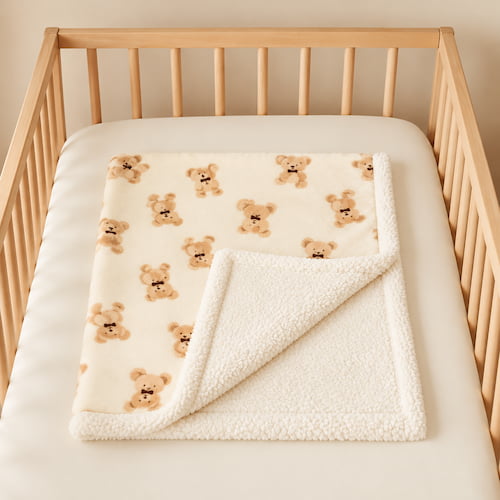 couverture bebe pliee lit motif ours