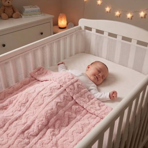 Couverture bebe rose douce dans un lit pour un sommeil confortable