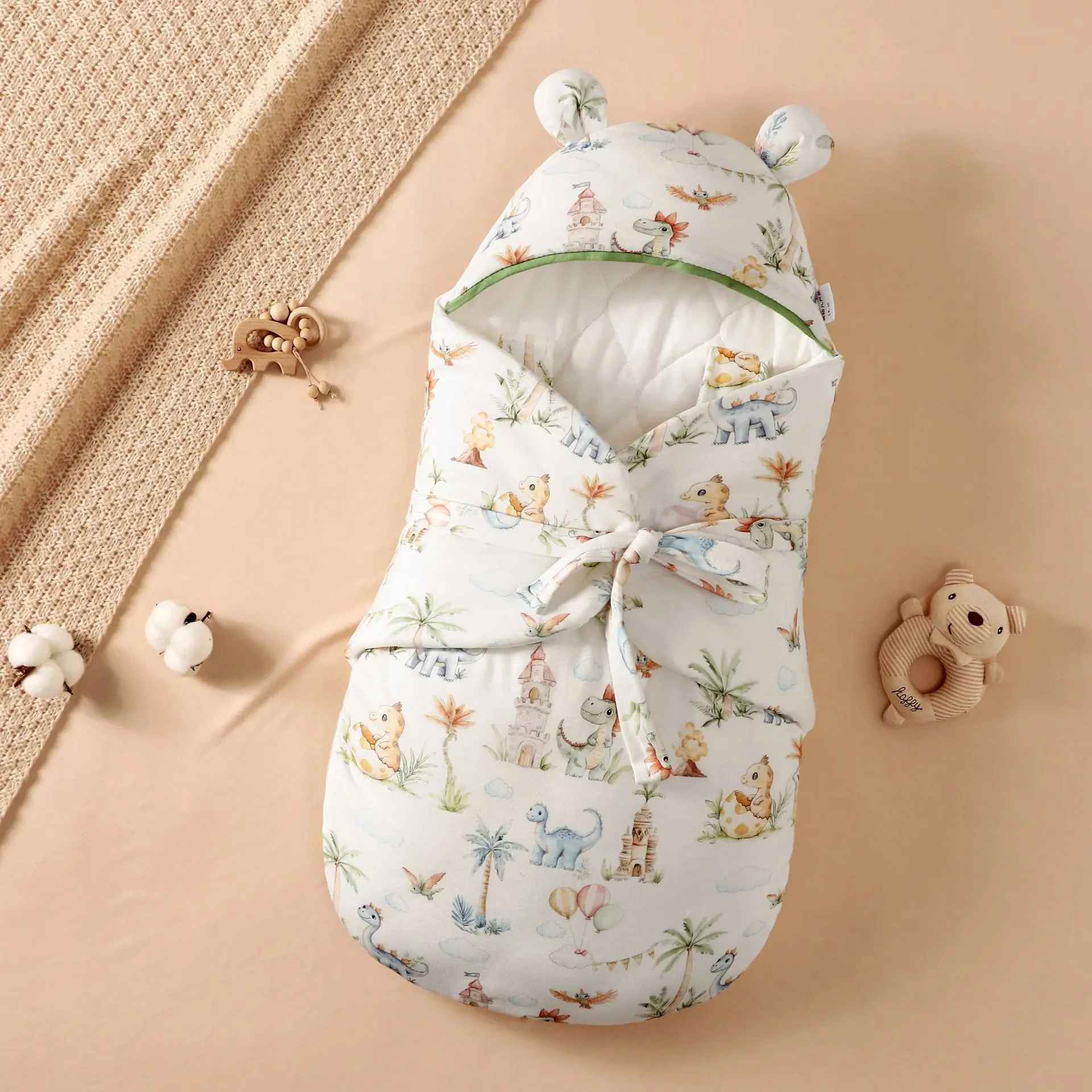 nid d ange bebe a capuche avec motifs dinosaures rembourre doux et respirant pour nouveau ne