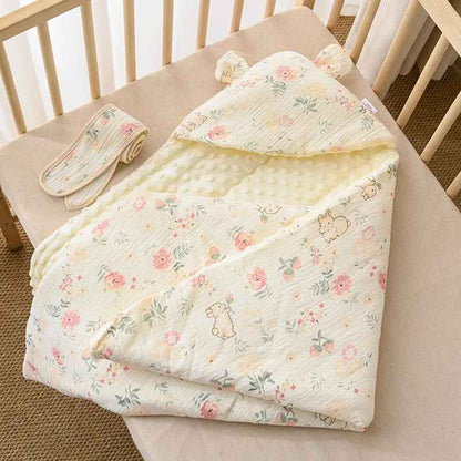 nid d'ange bébé a capuche en coton imprime fleuri doux et confortable ideal pour garder bebe au chaud 