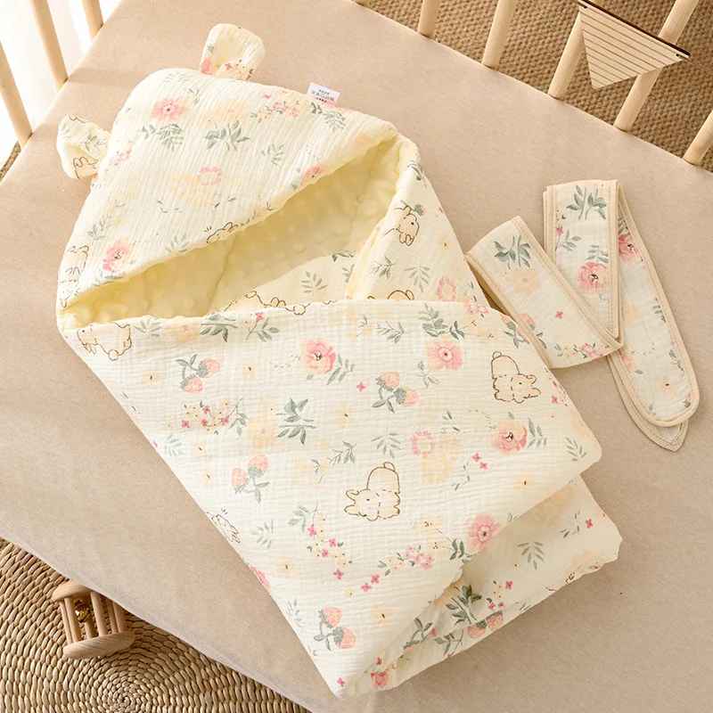 nid d'ange bébé a capuche en coton imprime fleuri doux garder bebe au chaud