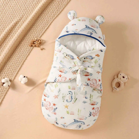 nid d ange bebe a capuche motif marin chaud et confortable pour nouveau ne