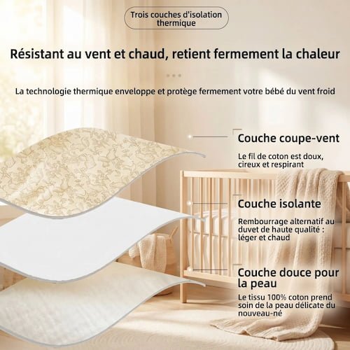nid d'ange bebe à trois couches respirantes avec isolation thermique pour protéger bébé du froid et du vent
