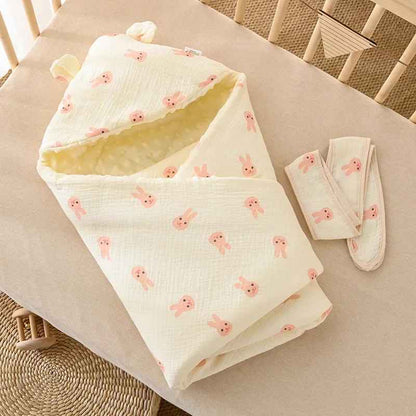 nid d'ange bébé en coton imprime lapin rose avec doublure en tissu polyester a pois de relief douce chaude et confortable