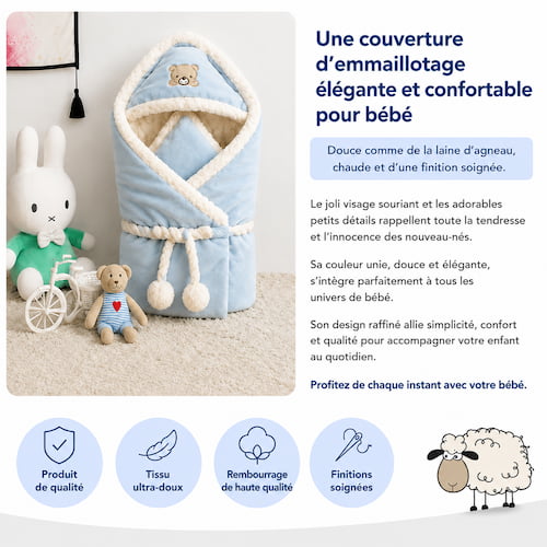 nid d ange bebe en tissu ultra-doux avec doublure chaude capuche a oreilles et finitions soignees