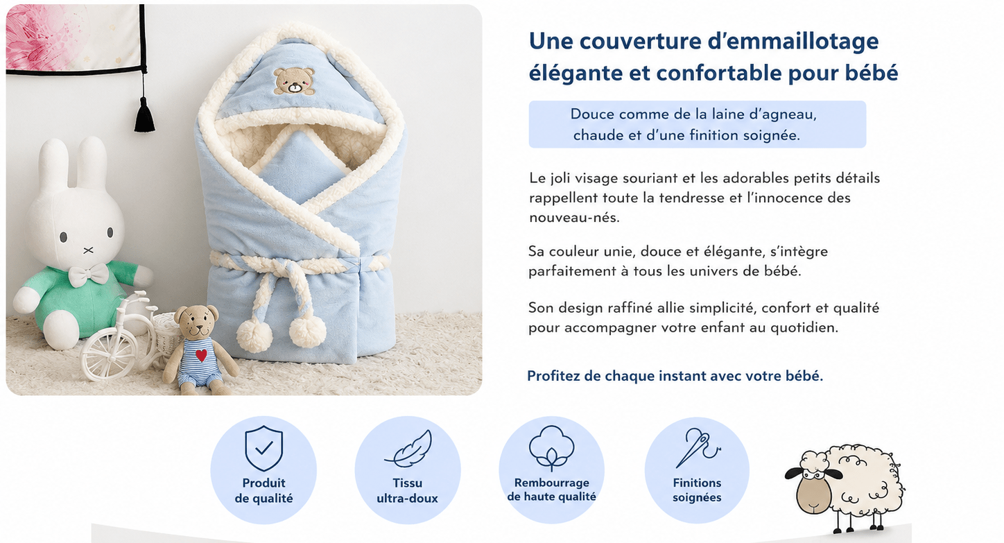 nid d ange bebe en tissu ultra-doux avec doublure chaude capuche a oreilles et finitions soignees