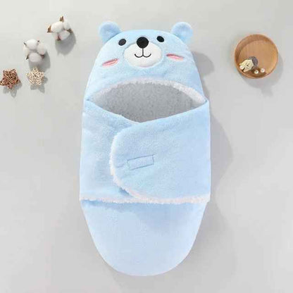 Nid d'ange  bleu à capuche ourson en tissu polaire ultra doux, déal dès la naissance