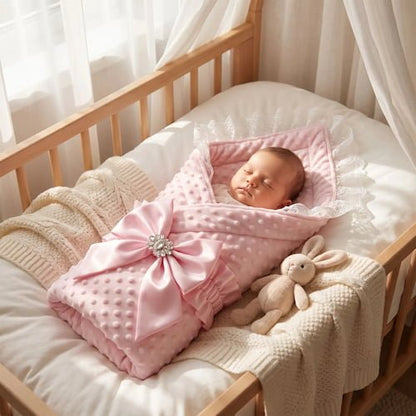 nid pour bebe rose avec dentelle raffinée et grand nœud offrant douceur et chaleur au sommeil