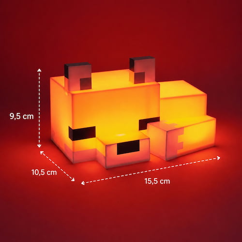 Renard veilleuse avec dimensions de 15,5 × 10,5 × 9,5 cm